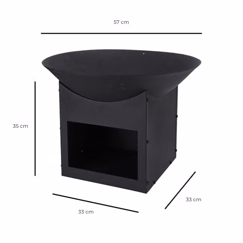 Jack Stonehouse Black Metal Square Fire Pit with Log Store, Diameter: 57 cm – 2