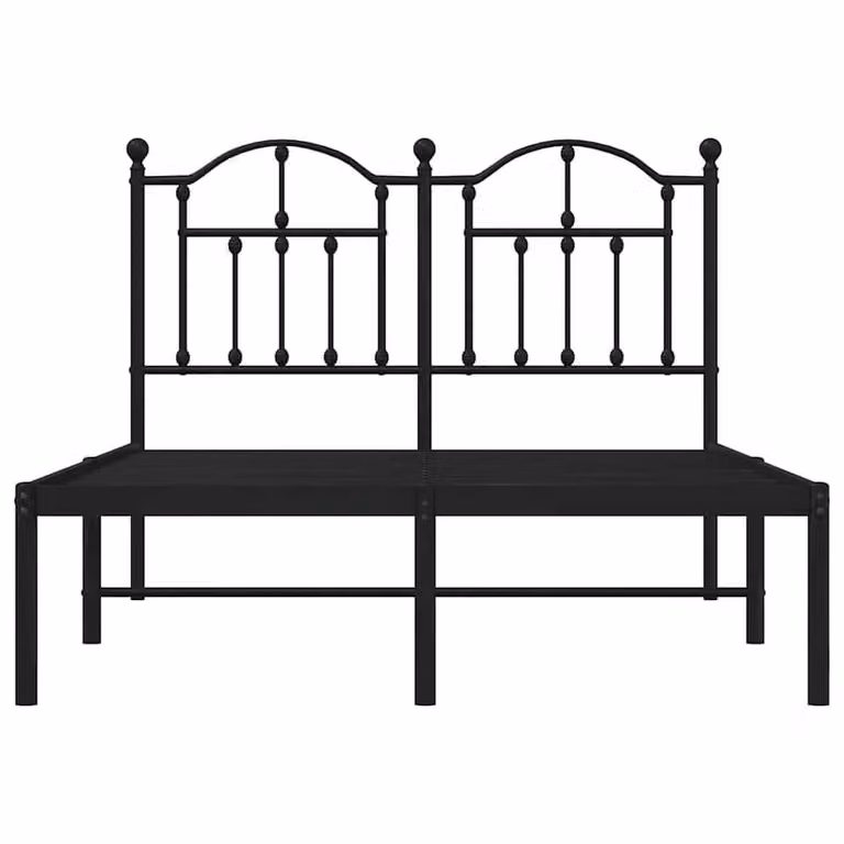 Berkfield Home Metal Bed Frame with Headboard in Black, W/D/H: 120 x 200 cm