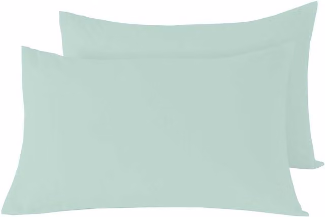 NewEdgeBlinds Basics Pillowcase Pair in Blue and Green Cotton and Polyester Blend