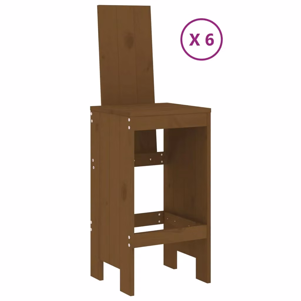 Berkfield Home 7 Piece Garden Bar Set in Honey Brown Solid Wood Pine – 3