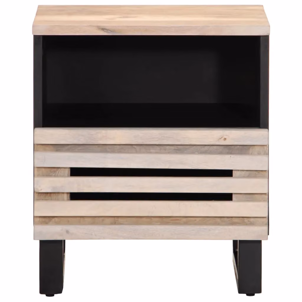 Berkfield Home Bedside Cabinet in Brown Solid Bleached Mango Wood, W/D/H: 40 x 33 x 46 cm – 3