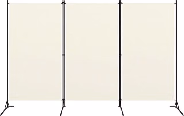 Berkfield Home 3-Panel Room Divider in Beige and White, W: 260 cm, H: 180 cm