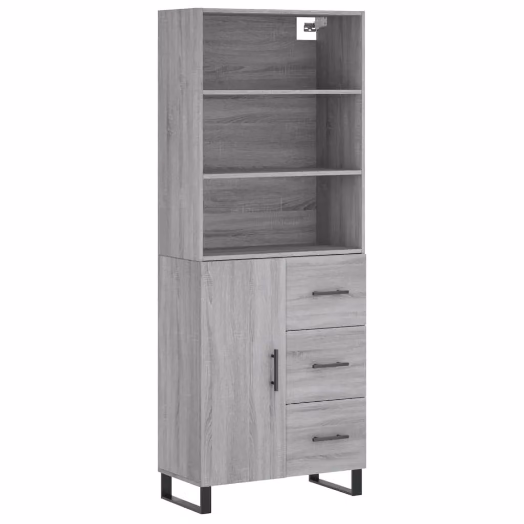 Berkfield Home Sonoma Highboard in Grey, W: 69.5 cm, D: 34 cm, H: 180 cm – 2