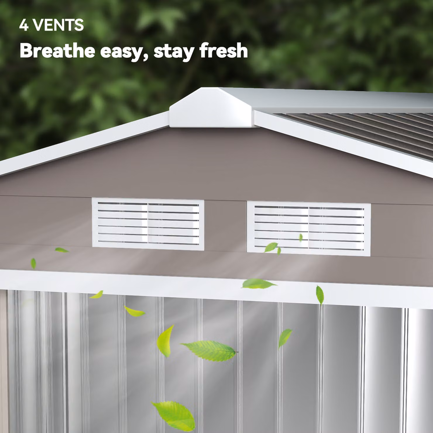 Outsunny Lockable Metal Garden Storage Shed with Air Vents, Steel Grey, W/D/H: 127 x 127 x 185 cm – 7