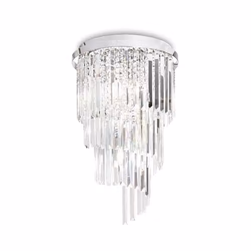 Ideal Lux CARLTON PL168920 Chrome and Crystal Ceiling Light