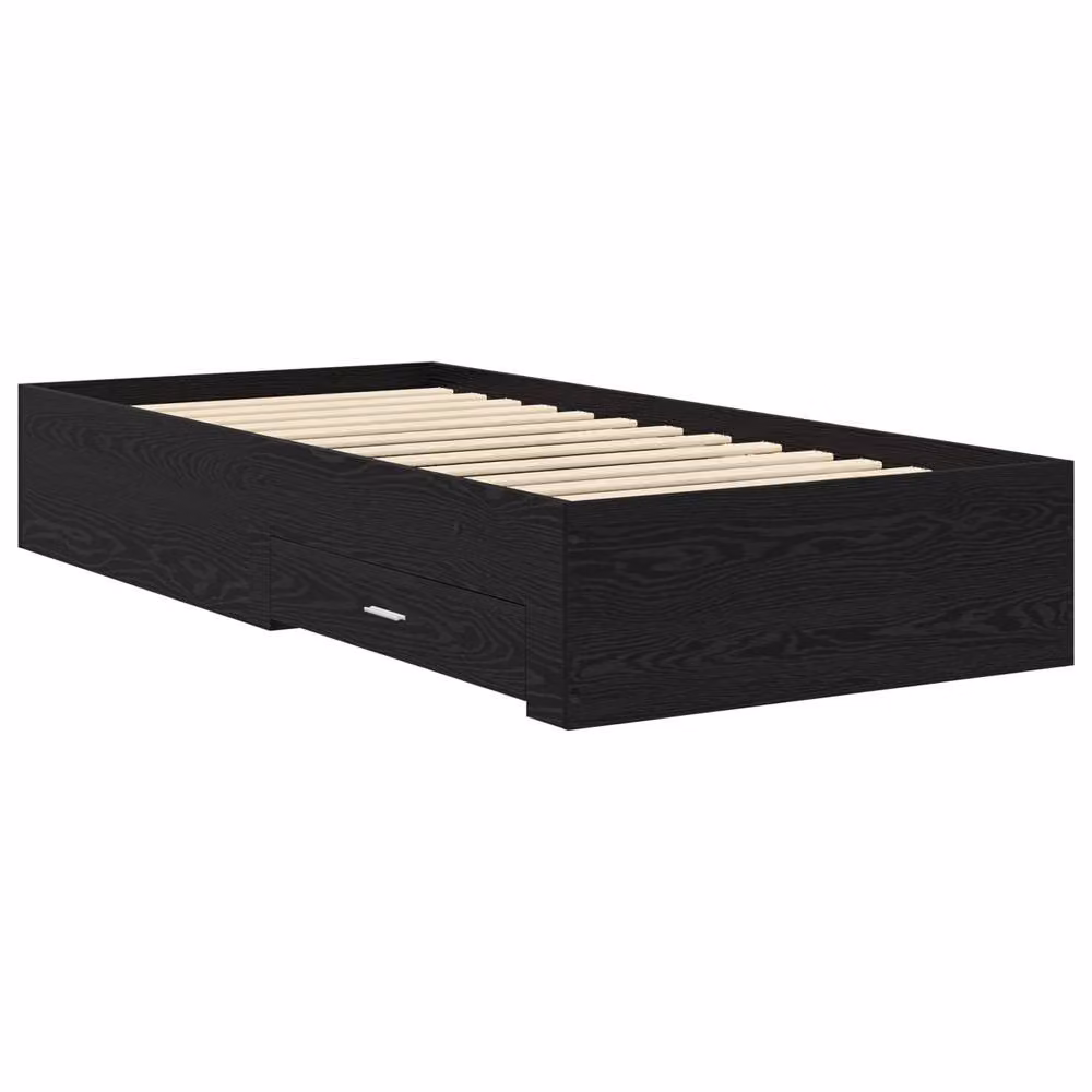 Berkfield Home Bed Frame with Storage Drawers in Black Oak, W/D/H: 80 x 200 x 32 cm – 2