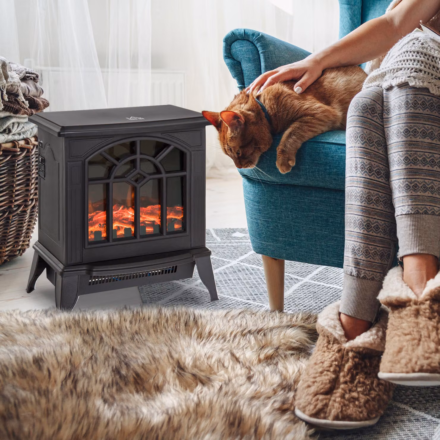 HOMCOM Black Metal Electric Heater with 2000W Power Output – 5