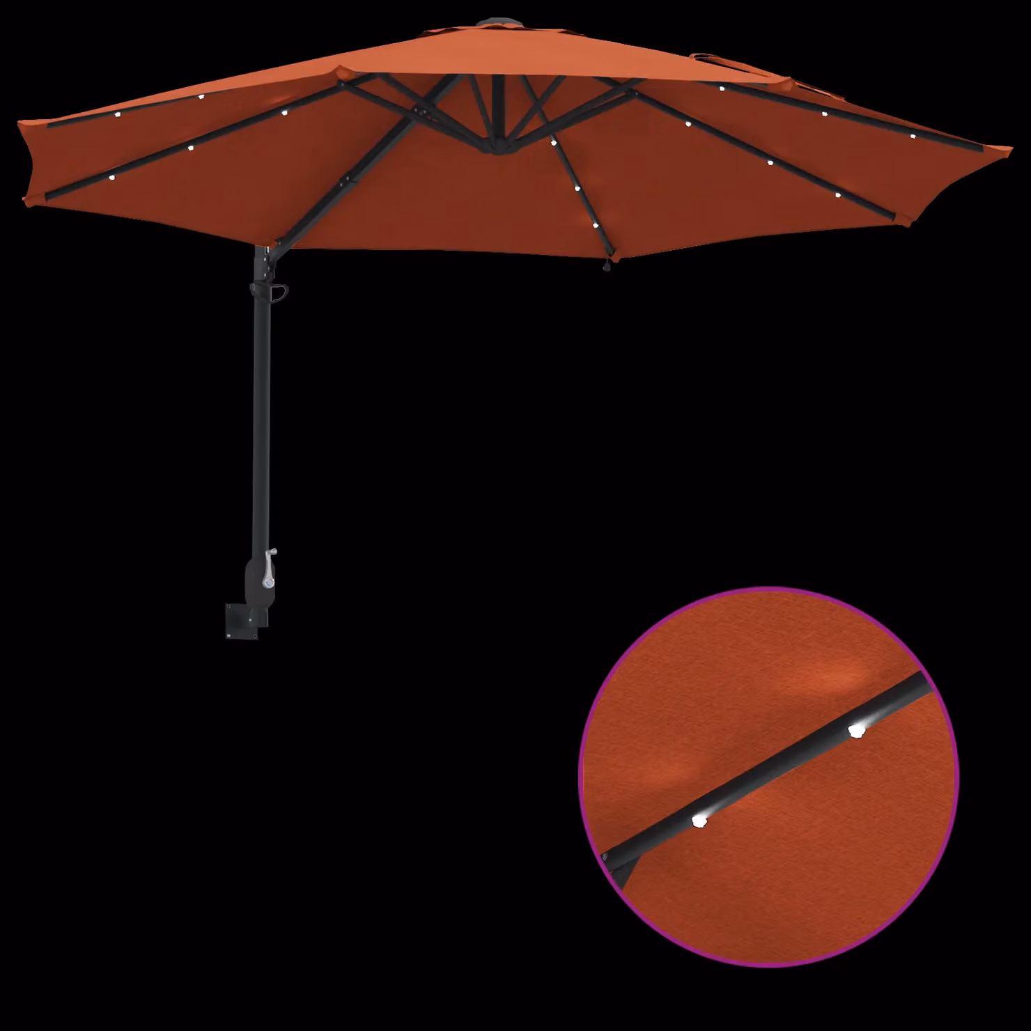 Berkfield Home Wall-mounted Garden Parasol with LEDs in Terracotta – 5