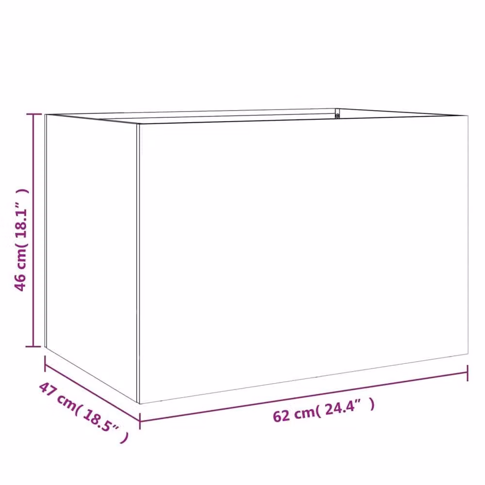 Berkfield Home Steel Planter Tub, Black, W: 62 cm, D: 47 cm, H: 46 cm – 4