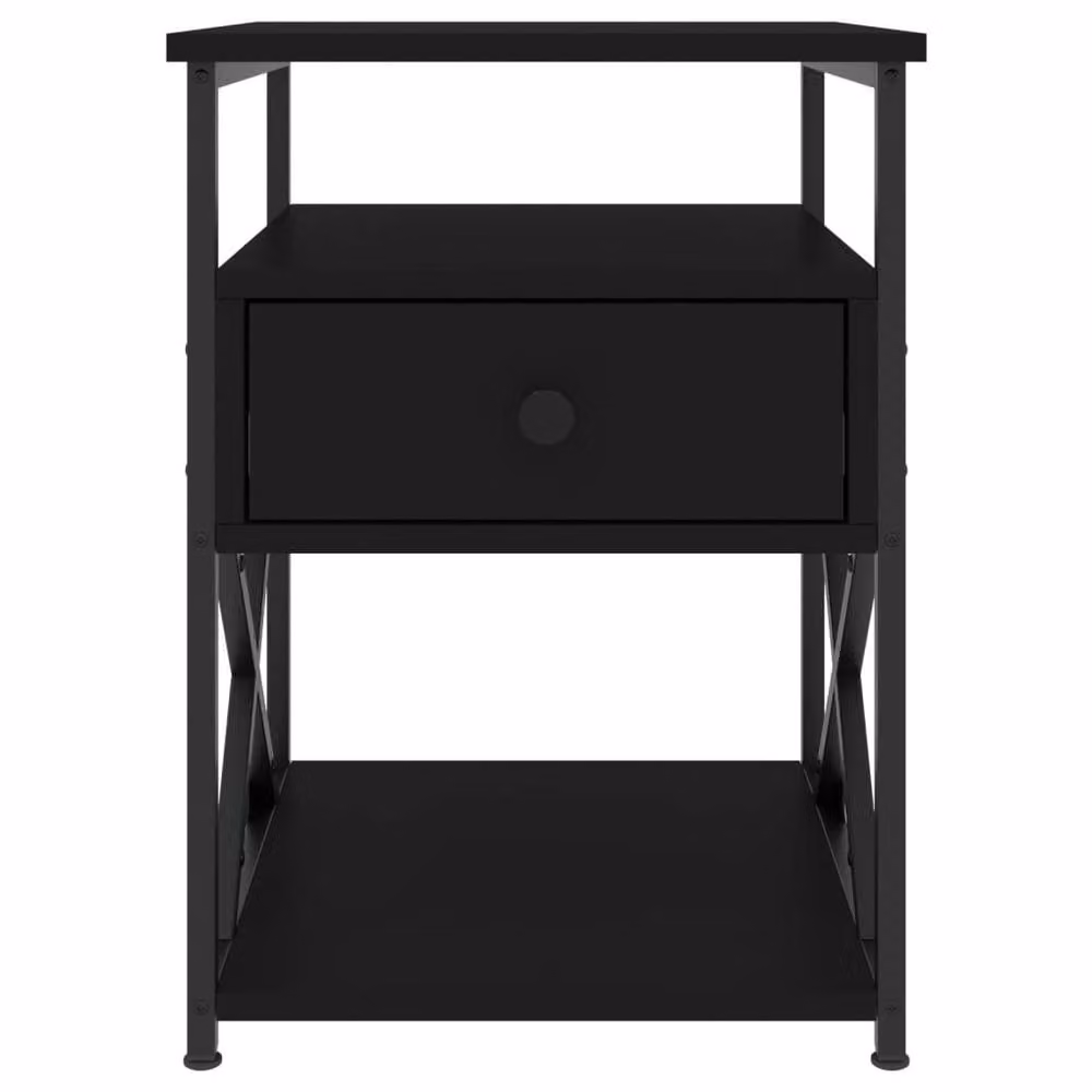Berkfield Home Set of 2 Durable Black Bedside Cabinets, W/D/H: 40 x 42 x 55 cm – 5