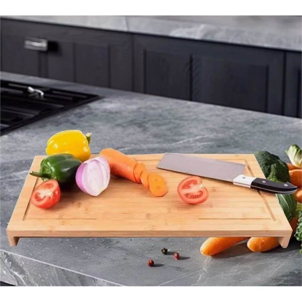 Nordara Set of 2 Natural Bamboo Wooden Kitchen Chopping Boards and Oven Hob Covers in Beige and Brown – 2