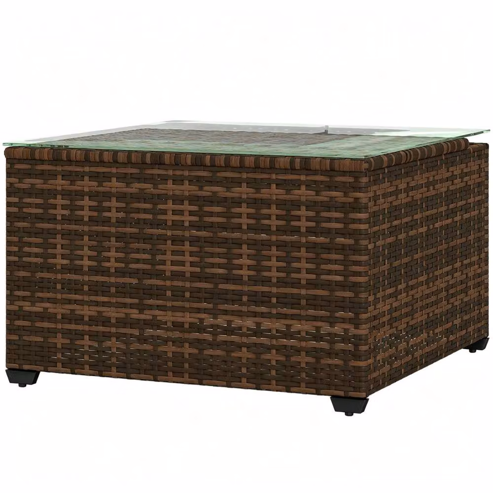 STILVORA Coffee Table with Glass Top in Brown, Diameter: 62 cm – 3