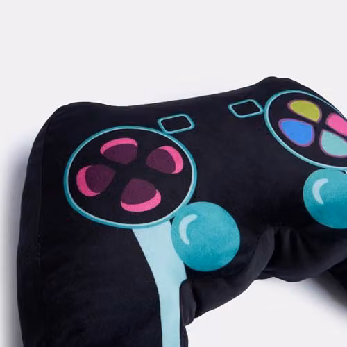 OHS Black Plush Gaming Controller Shaped Cushion, W: 30 cm x H: 23 cm – 7