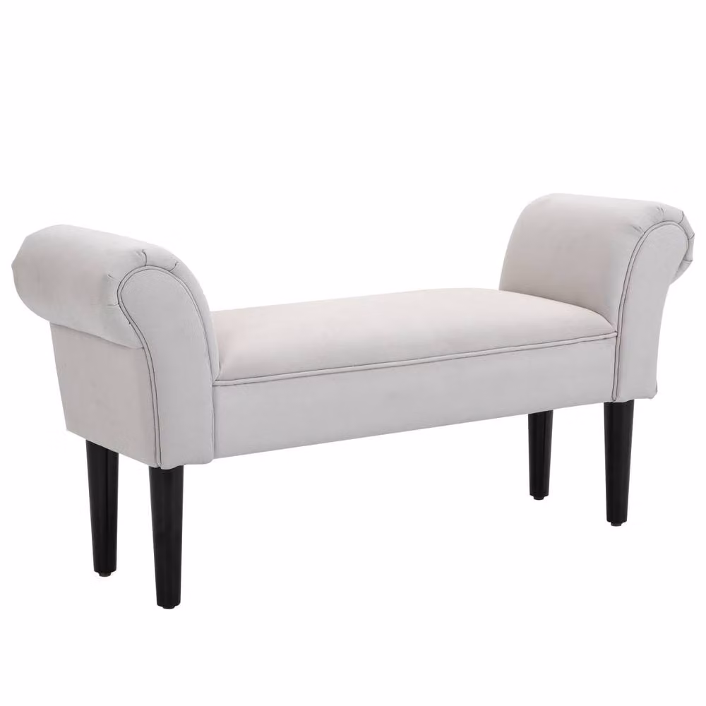 Wyld Haus Cream Padded Piano Bench with Lift Up Storage and Rubberwood Legs – 2