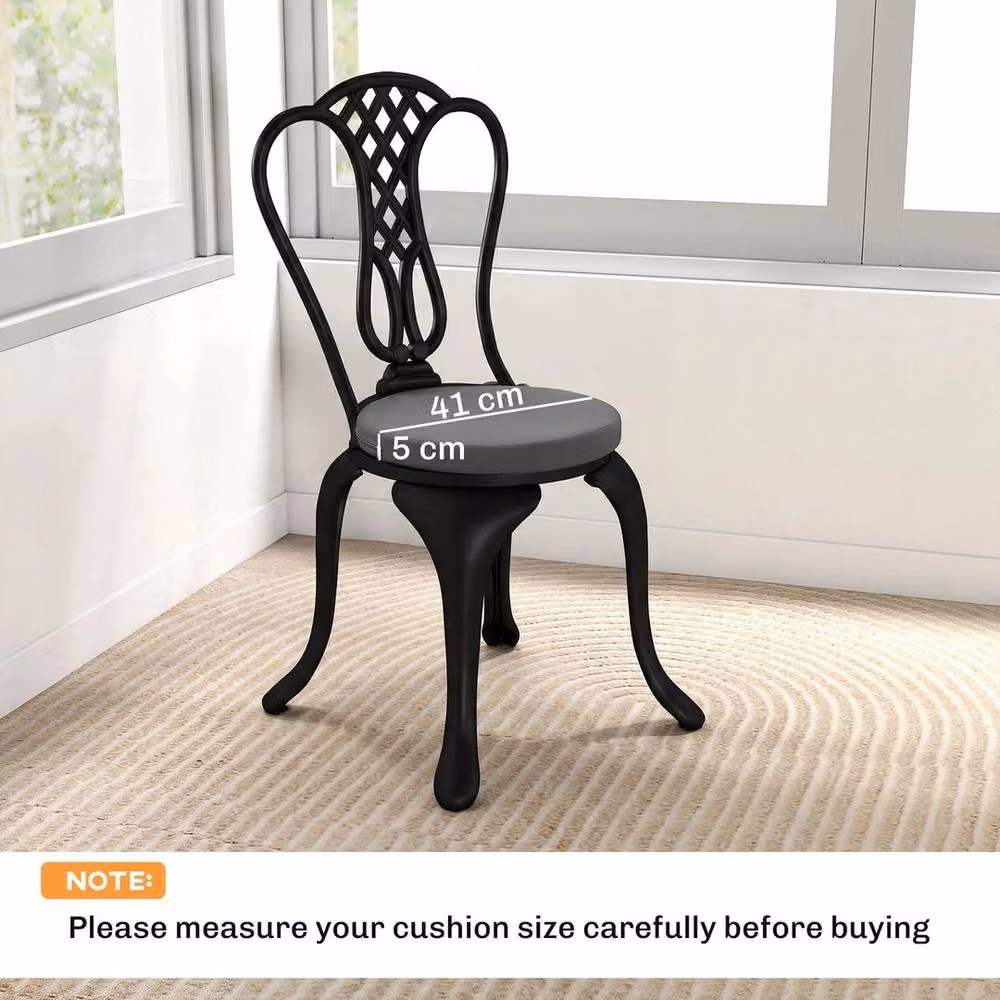 EONLION Set of 4 Round Bistro Chair Cushions in Grey, UV-Resistant Polyester with Foam Padding, Diameter: 100 cm – 2