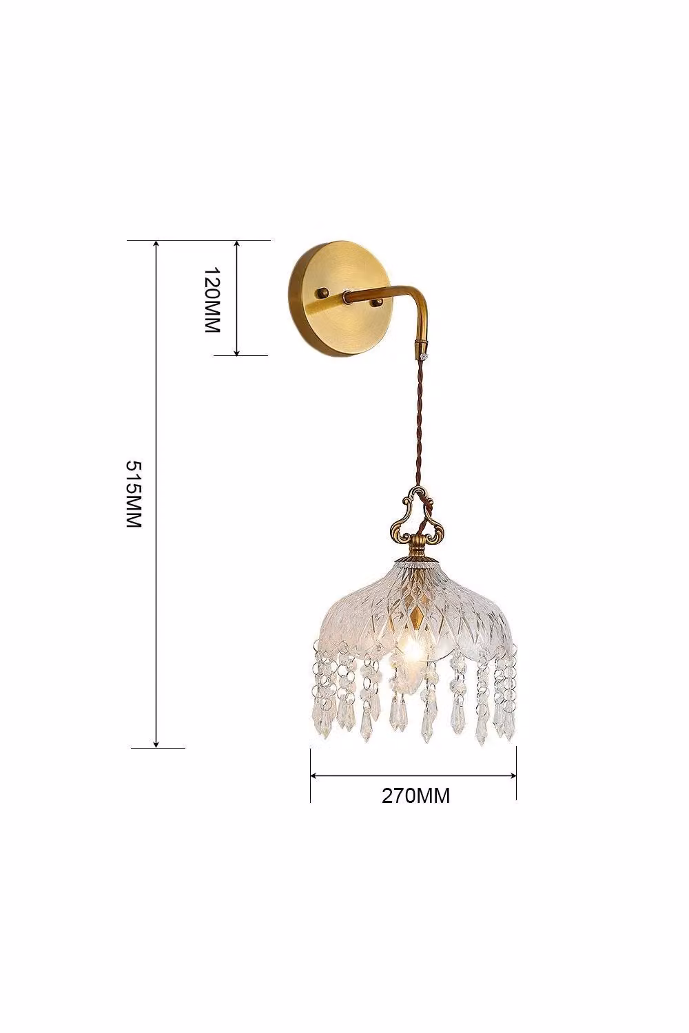 H&O Direct Single Light Glass Wall Sconce in Gold and Transparent – 2