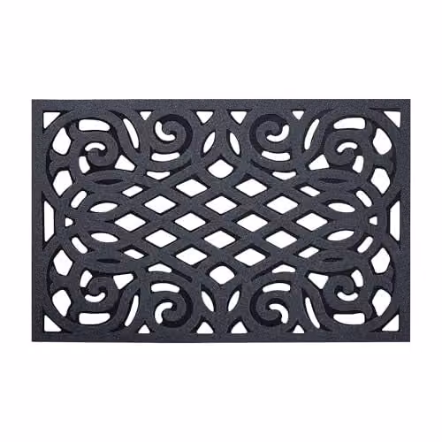 Nicoman Victorian Style Rubber Outdoor Door Mat, Grey, W/D: 91 x 61 cm – 1