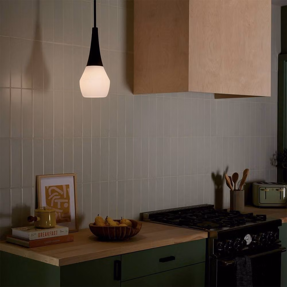 Kichler Deela Slim Contemporary Pendant Ceiling Light in Black with E27 Bulb Holder – 4