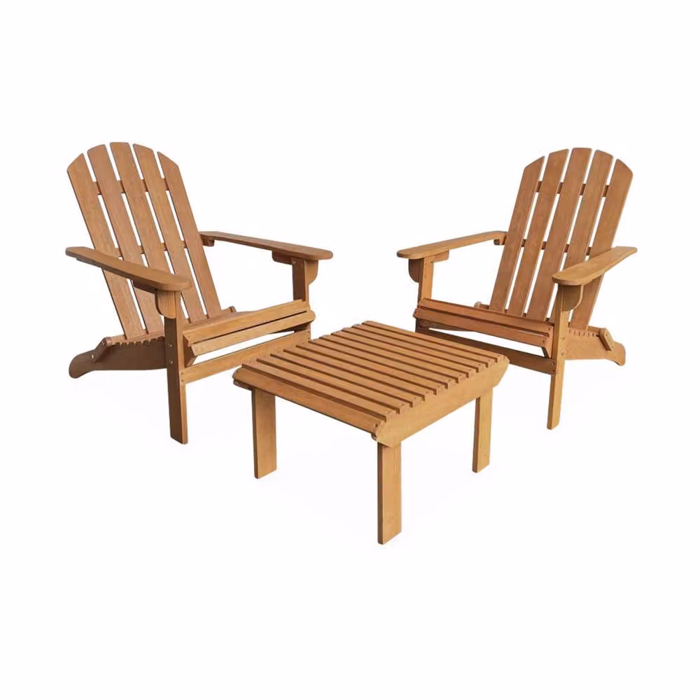 sweeek Pair of Brown Oiled Wooden Garden Deck Chairs with Footrests and Armrests – 2