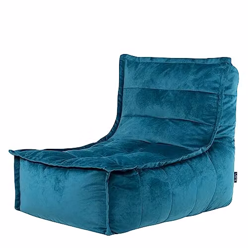 icon Dolce Velvet Bean Bag Lounger Set of 2 with Filling, Petrol Blue – 4