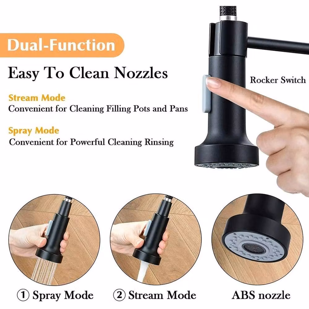 EONLION Single Lever Pull Down Sprayer Mixer Tap in Matt Black – 3