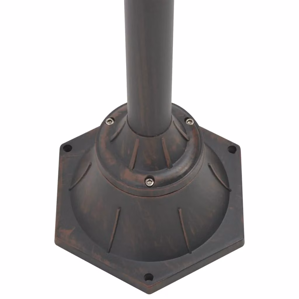 Berkfield Home Garden Post Light 2-Lantern Aluminium in Bronze Brown, Height: 220 cm – 3
