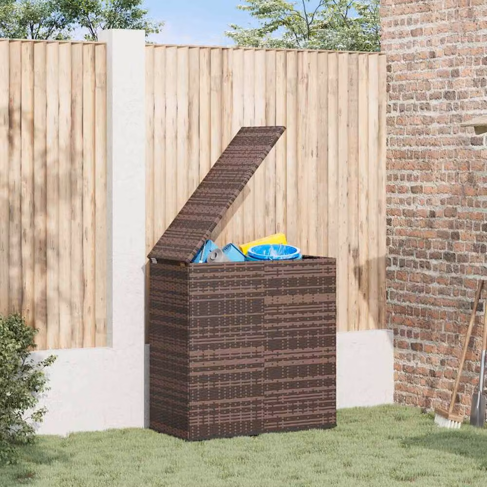 Berkfield Home Durable PE Rattan Garden Cushion Box with Metal Frame, Brown, W: 100 cm, D: 49 cm, H: 103.5 cm – 2
