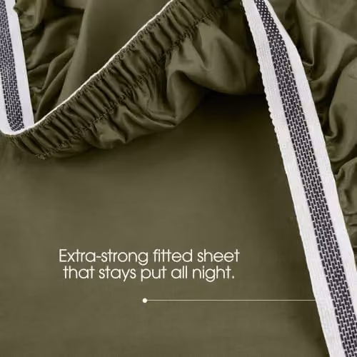 Bedable Green Cotton Mako Sateen Deep Fitted Sheet, Double, W/D/H: 140 x 200 x 36 cm – 3