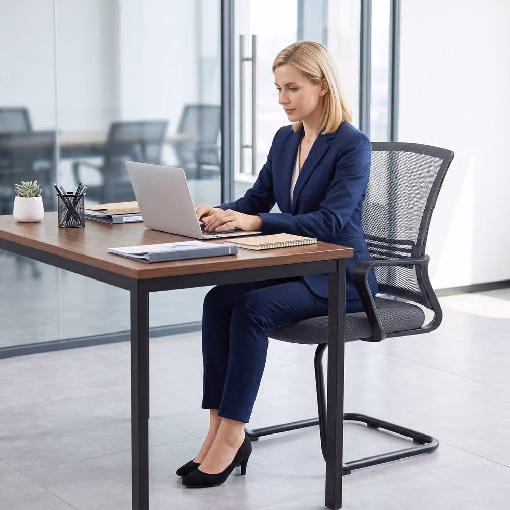 STILVORA Ergonomic Meeting Chair with Sled Base in Dark Grey Fabric – 2