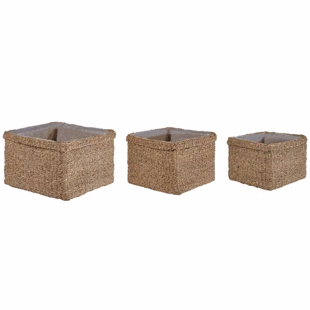 Wyld and Coco Natural Seagrass Planter Set of 3 in Brown – 3