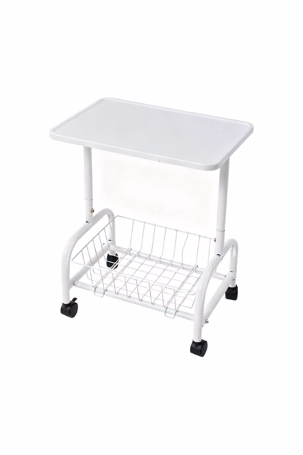 Living and Home Mobile Side Table with Lower Basket in White – 3