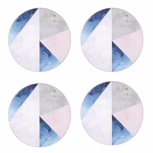 Creative Tops Geometric Palette Round Absorbent Cork-Backed Drinks Coasters, Diameter: 12 cm, Multicolour (Set of 4)