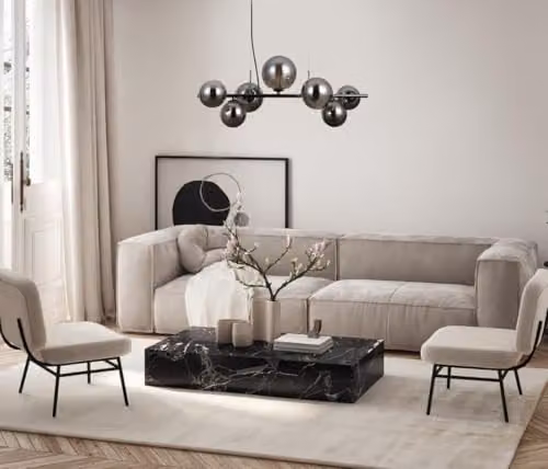 Netlighting Canello Modern 7-Light Bar Pendant Ceiling Light in Black with Transparent Glass and G9 Bulbs – 2