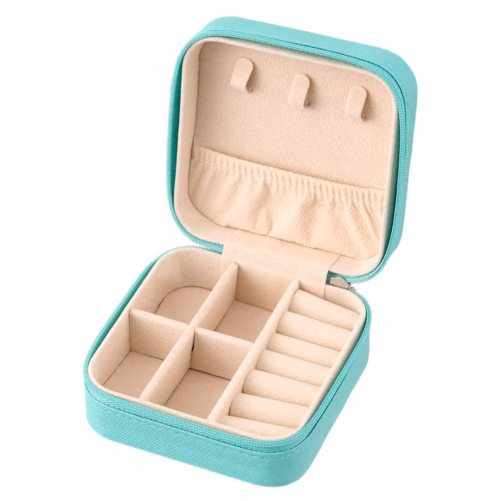 Garden Sanctuary Portable PU Leather Travel Jewellery Box in Turquoise – 2