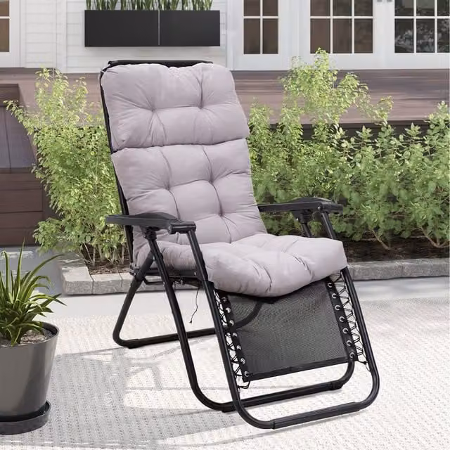 Lifeideas Tri-fold Outdoor Chair Cushion in Grey, Washable and Non-slip Polyester