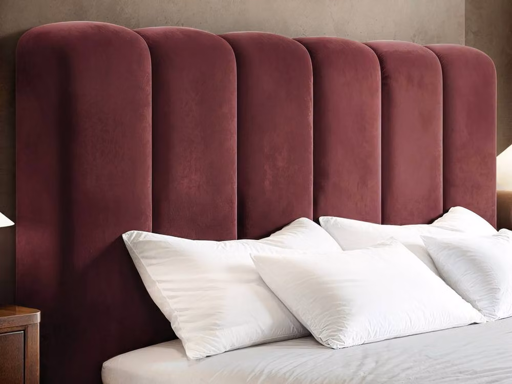 Solace+Co Emilie Upholstered Ottoman Bed in Burgundy Velvet, W/D/H: 140 x 200 cm – 3