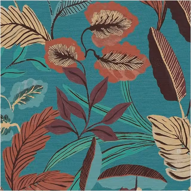 Graham & Brown Sublime Paradise Art Floral Blue and White Botanical Vinyl Wallpaper