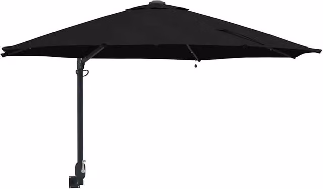 Berkfield Home Wall-mounted Garden Parasol with LEDs in Black, Diameter: 248 cm – 1