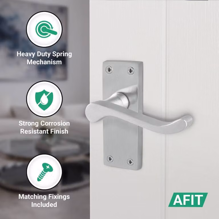 AFIT Satin Chrome Scroll Door Handles with Victorian Backplate, 5 Pairs, Silver, W: 150 mm x H: 150 mm