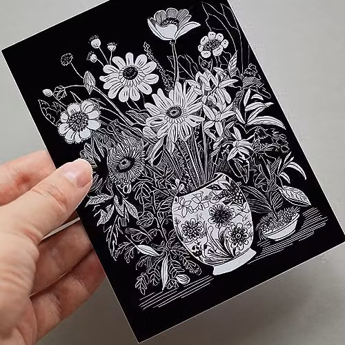 Artery8 50 Piece Black and White Floral Aesthetic Collage Kit Wall Art Prints, W: 10.5 cm, H: 14.8 cm – 6