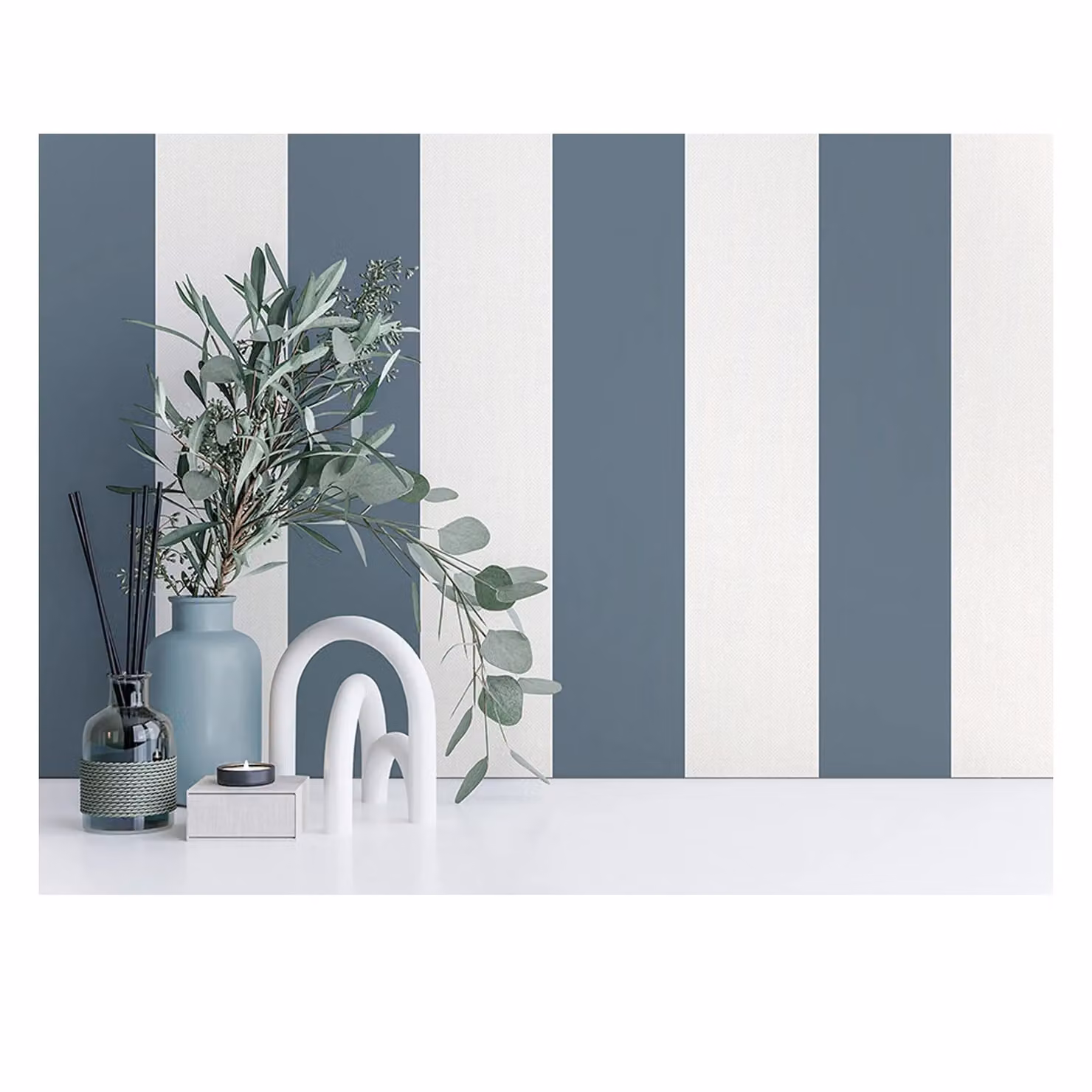 Fine Décor Juliette Striped Blue Textured Vinyl Wallpaper Roll – 4
