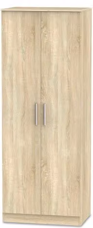 Welcome Contrast Tall 2 Door Double Wardrobe in Beige with Metal Details