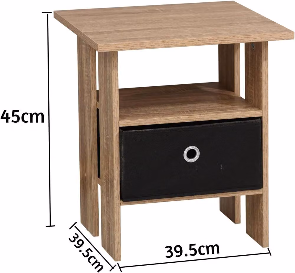 SPOT ON DEALZ Modern Wooden Side Table with Storage Basket in Brown – 2