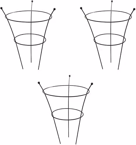 Garden Gear Set of 3 Black Steel Heavy Duty Peony Frame Outdoor Garden Plant Support Rings, W: 66 cm, D: 42 cm – 1