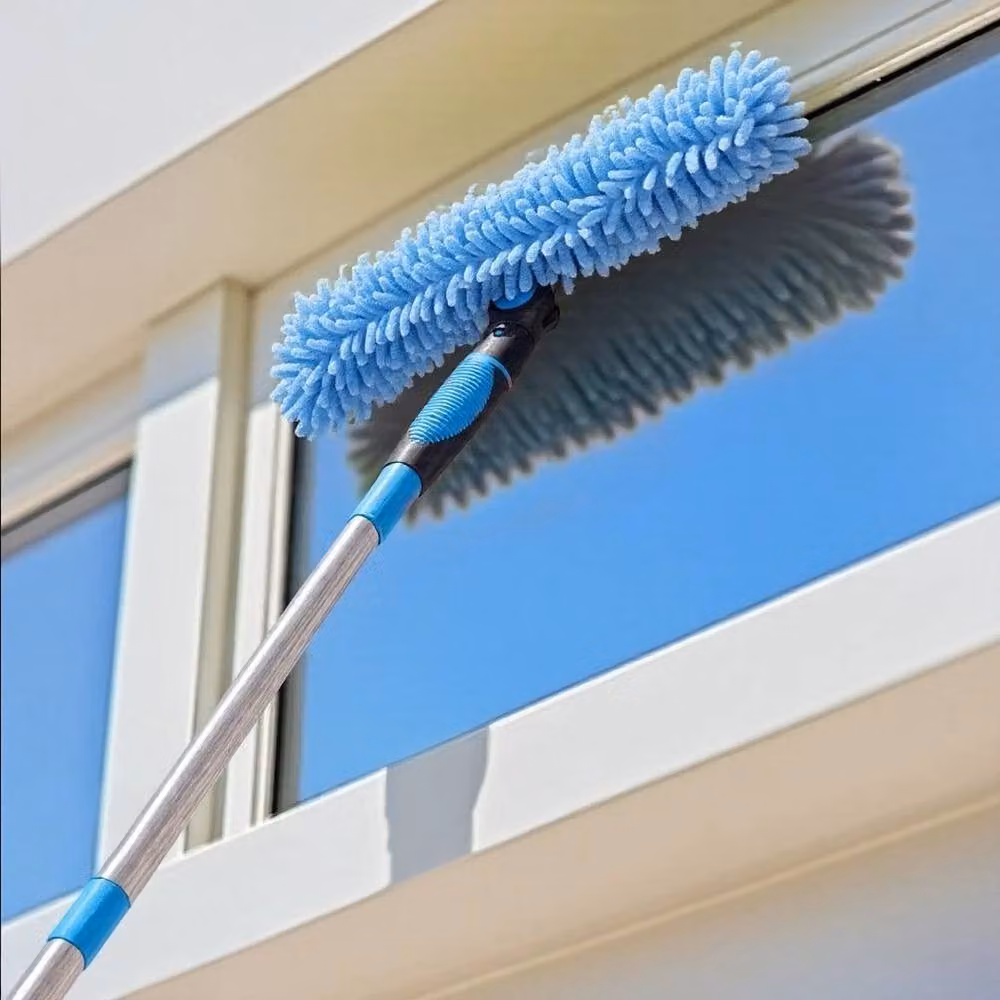 KORVIXA Blue Telescopic Window Glass Cleaning Squeegee and Scraper with Microfibre and Rubber – 3