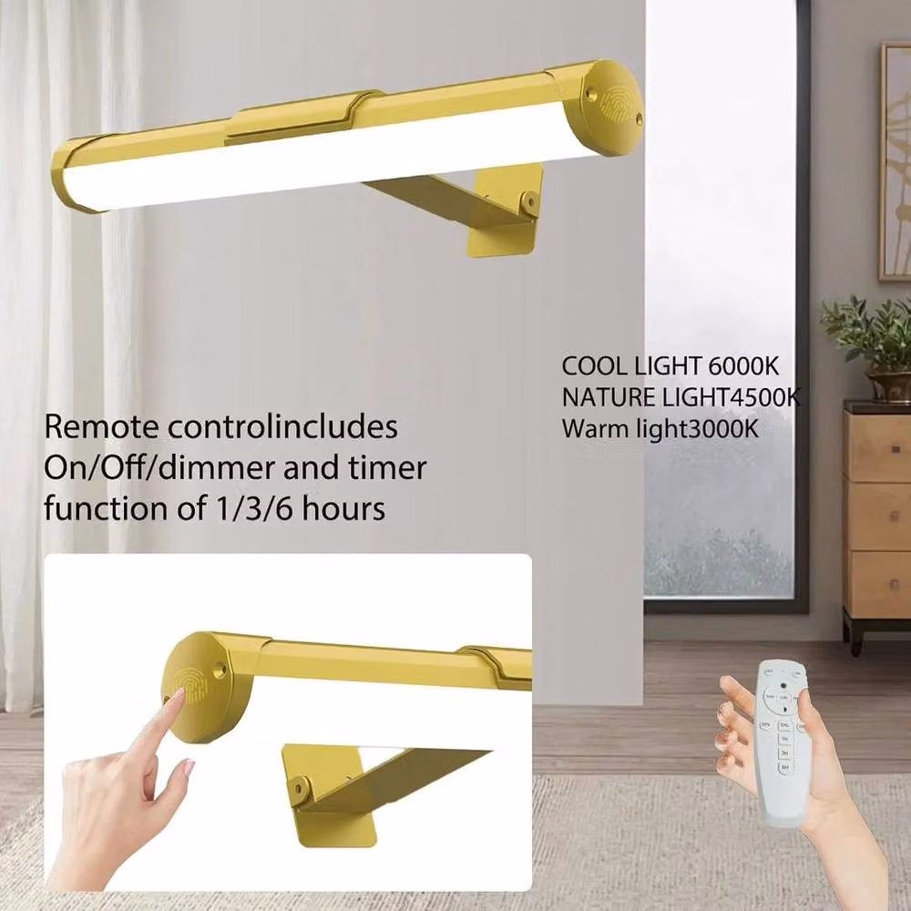 PAWNORA Gold/Brass LED Wall Display Reading Lamp with 4400mAh Rechargeable Battery – 3
