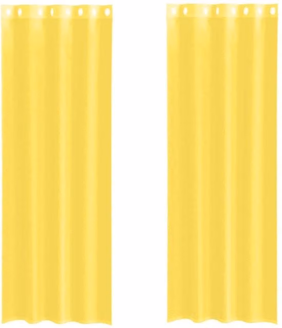 Berkfield Home Yellow Plain Voile Fabric Curtains with Eyelets, 2 Pack