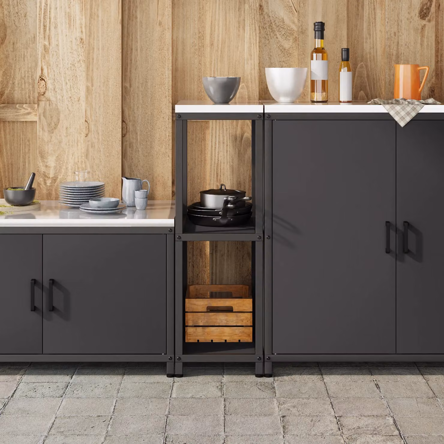 Berkfield Home Modern Kitchen Storage Shelf in Matt Black Metal – 2