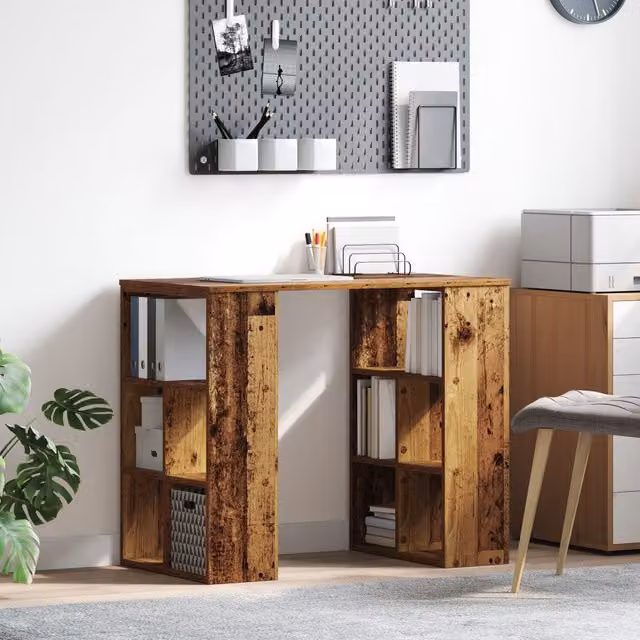 Berkfield Home Rustic Reclaimed Solid Wood Corner Desk in Brown – 1