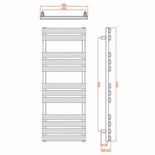 Reina Arbori Anthracite Designer Steel Heated Towel Rail, H 113 cm x W 50 cm – 3